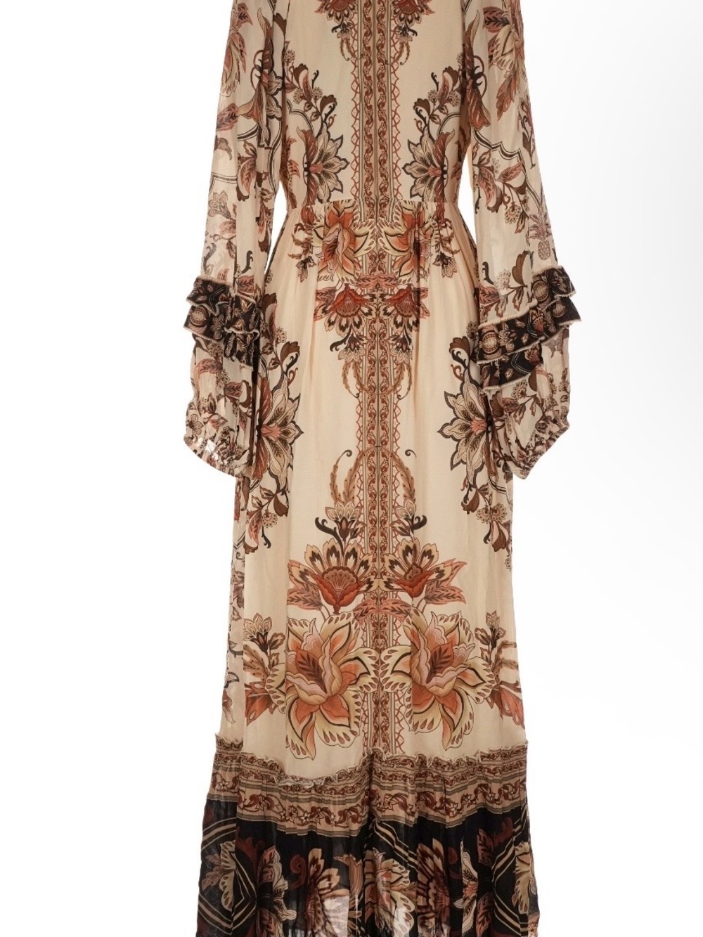 FARM Rio Cream Boho Floral Maxi Dress with Brown & Rust Accents - Picture 2 of 6